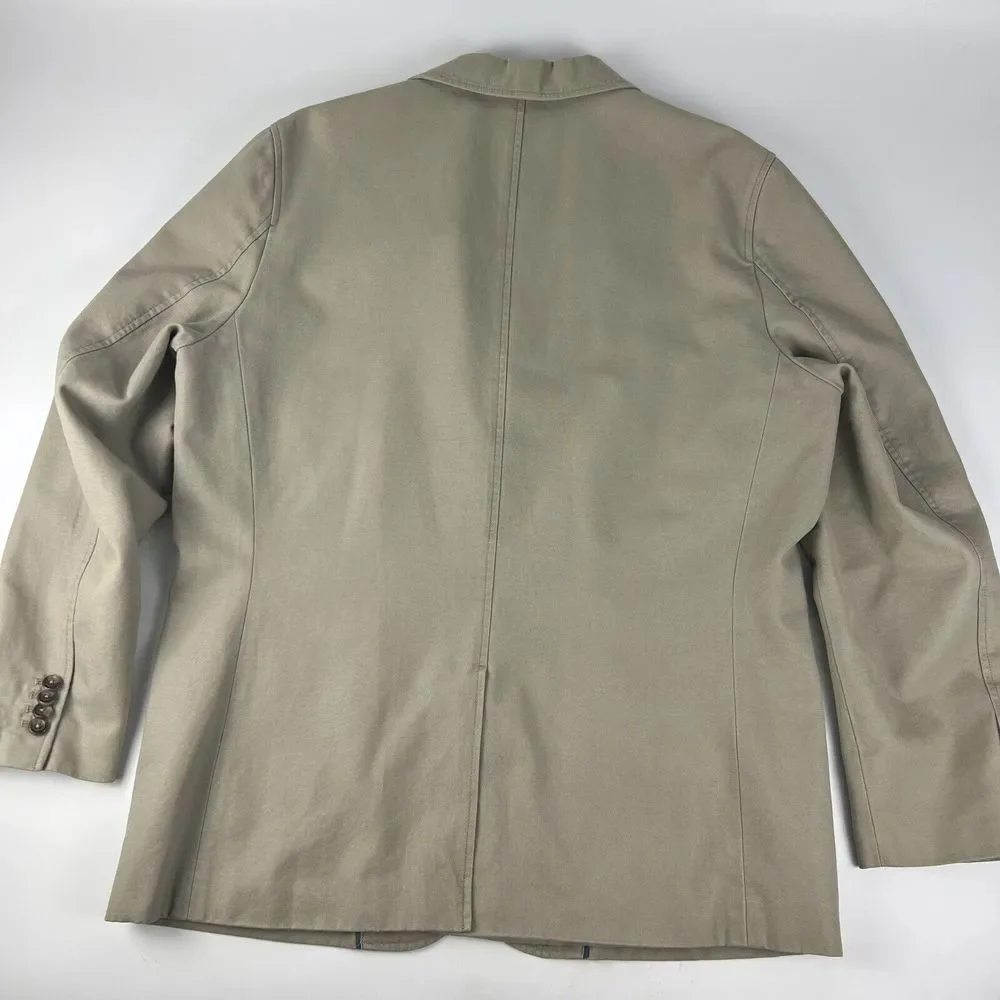 Eddie Bauer Blazer Men’s L Khaki Cotton Canvas Unstructured Casual Oversized - Picture 3 of 16